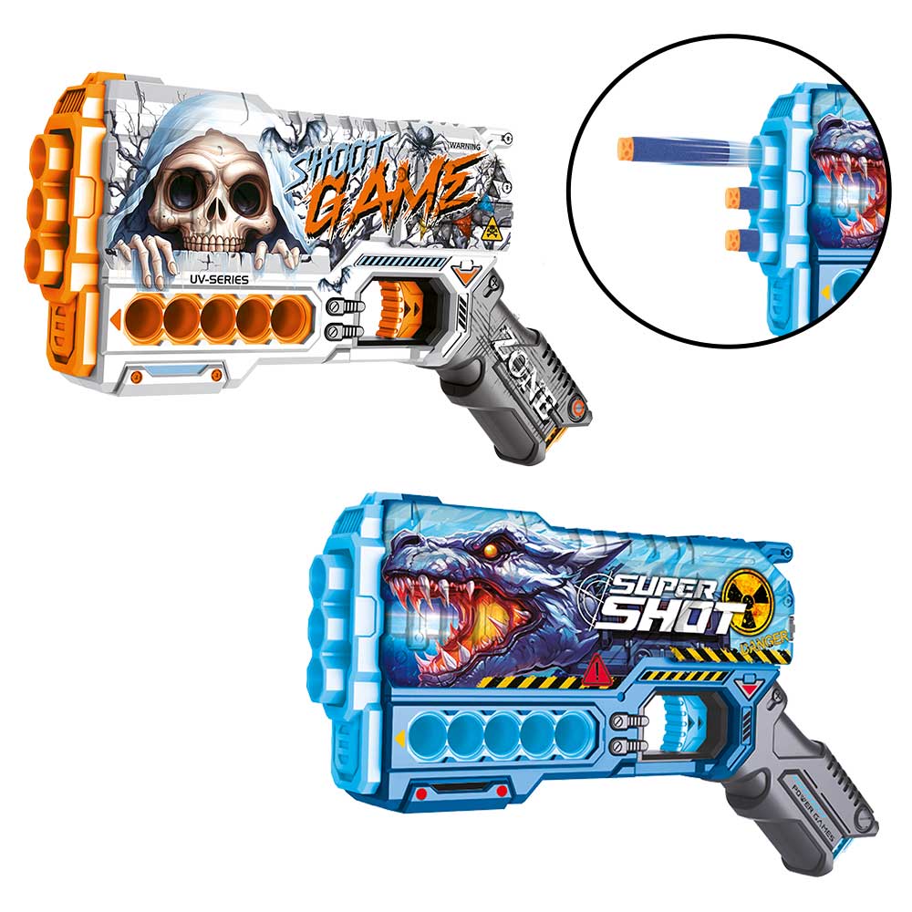 Lançador Super Shot Printed Plus com 9 Dardos Dmt0215 - Dm Toys