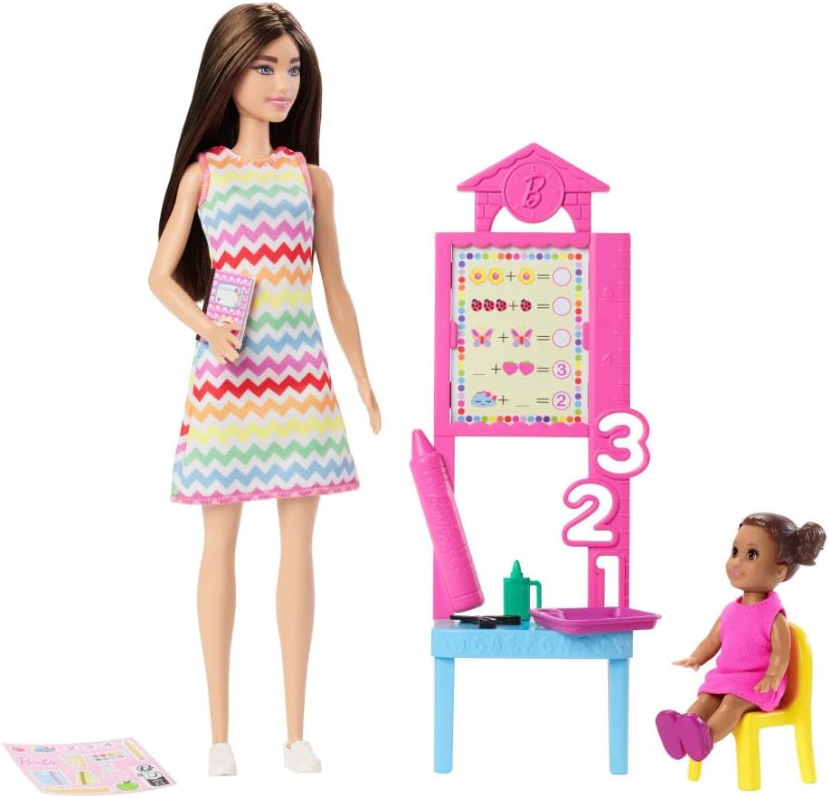 Boneca Barbie Profissões - Professora Cabelo Castanho com Aluna Morena Jcr76